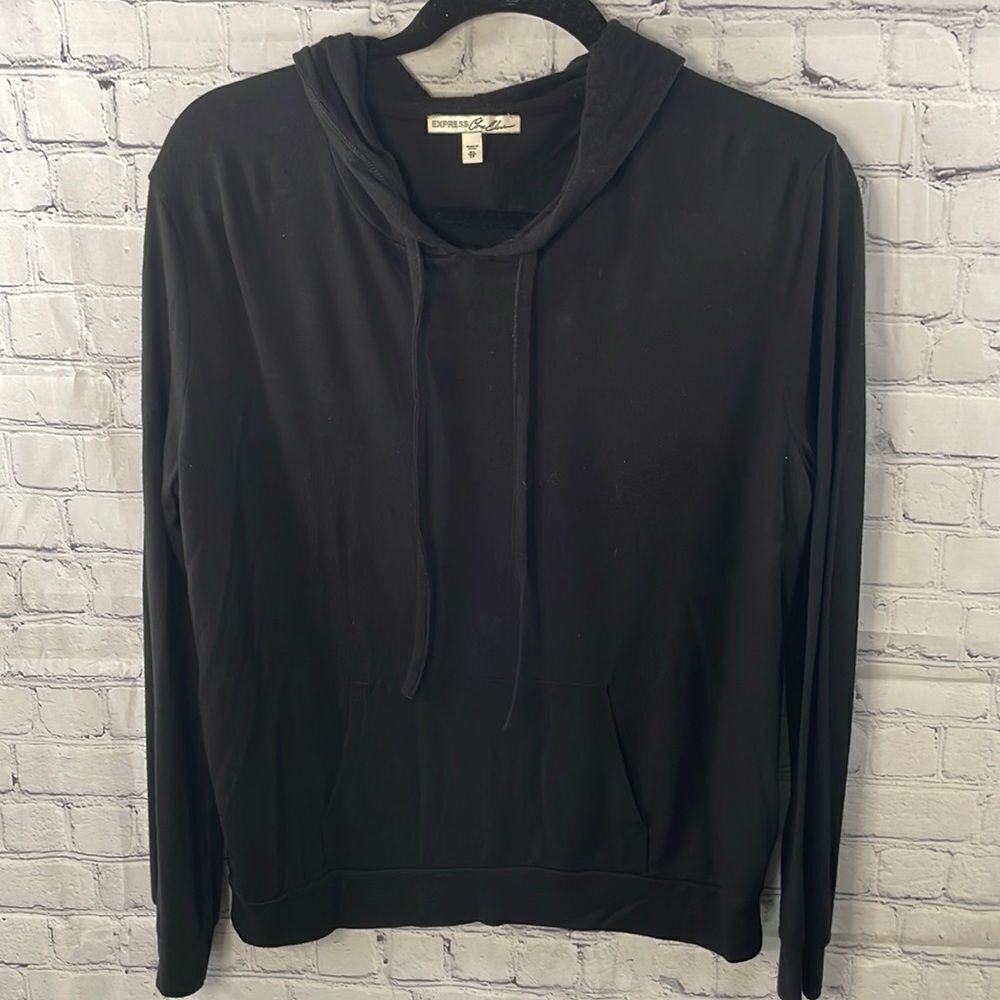🖤👚 Express Black Hooded Crop Top - Size Extra Small